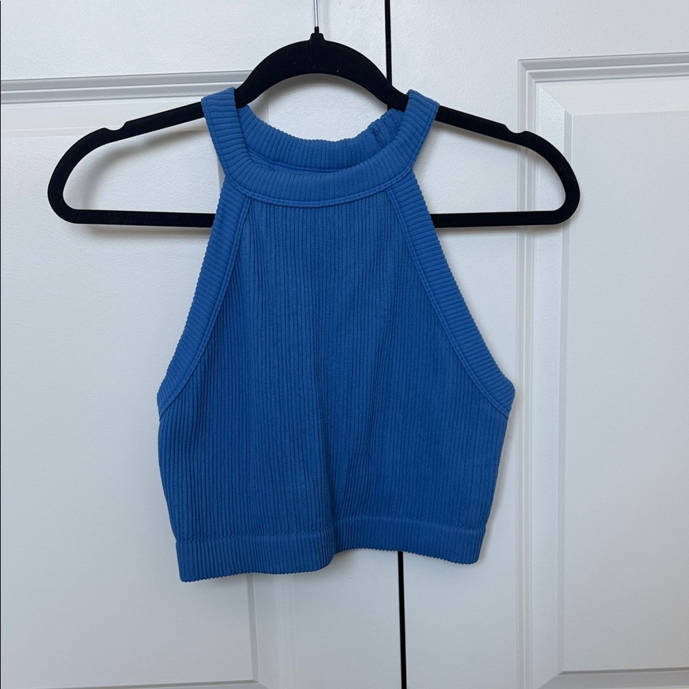 Aerie Blue Ribbed Sports Bra